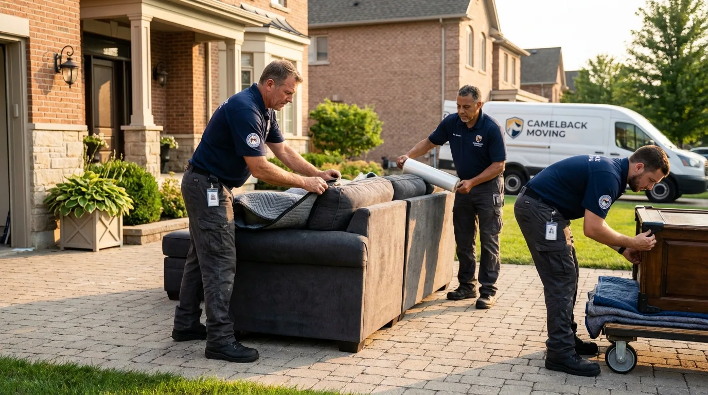 Large estate moving crew wrapping furniture in Hartford, IL